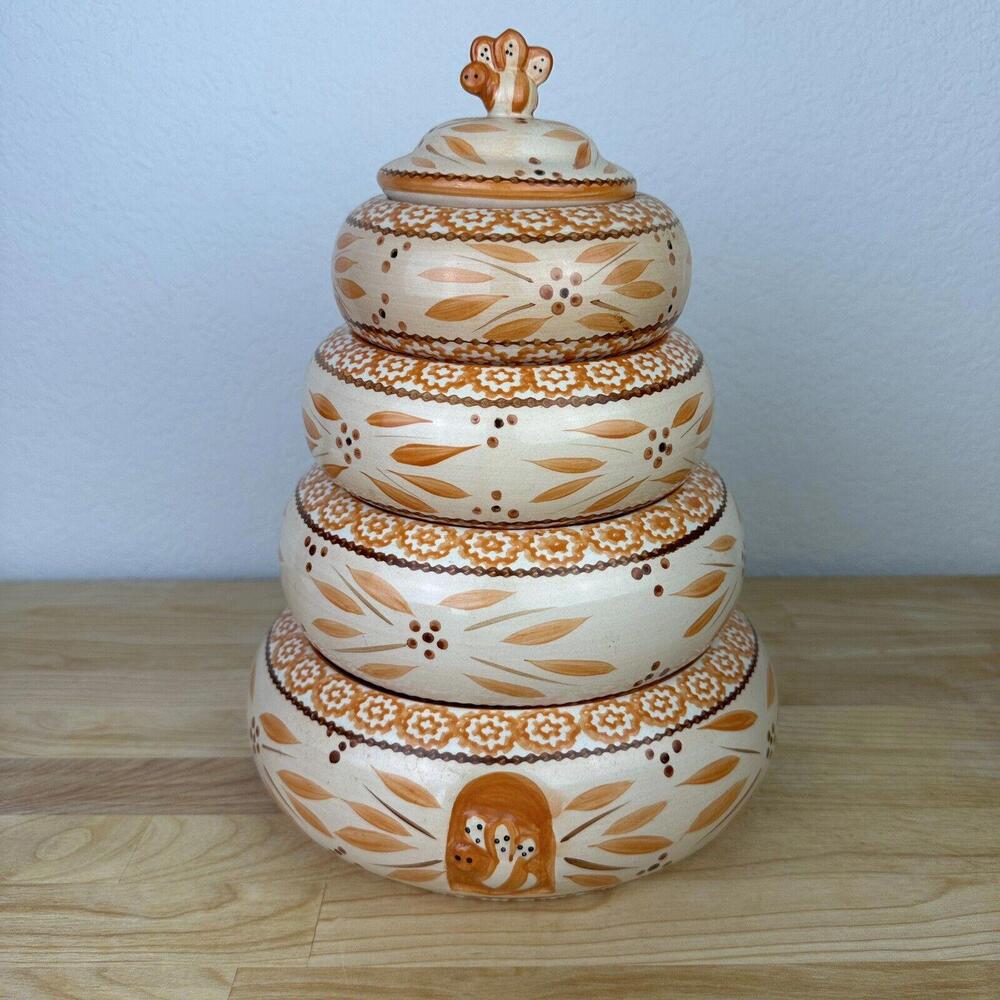 Temp-tations Temptations Old World Orange BeeTiered Stackable Round Bowl 5pc Set